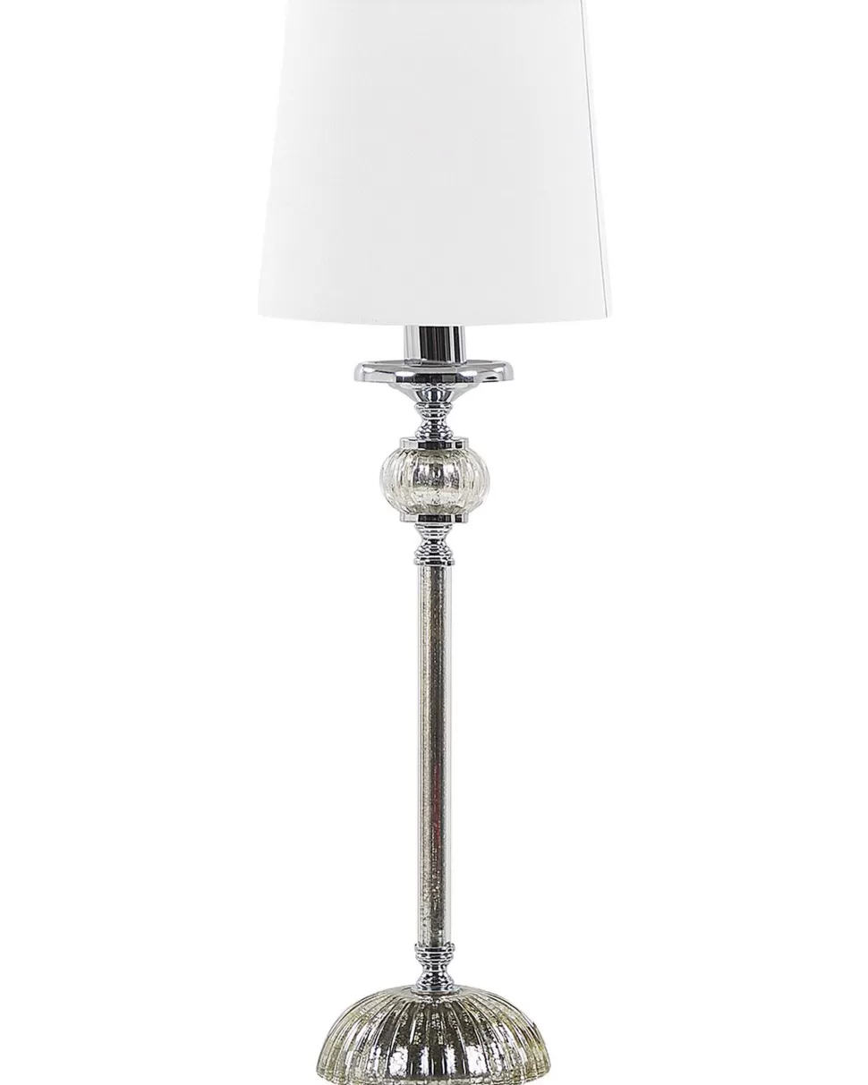 Online Beliani Tischlampe Weis / Silber 62 Cm Rund Kubena