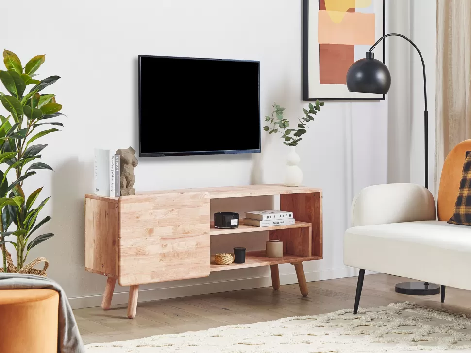 Fashion Beliani Tv-Mobel Heller Holzfarbton 130 X 36 X 59 Cm Westfield