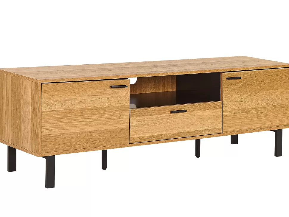 Best Sale Beliani Tv-Mobel Heller Holzfarbton / Schwarz Claremont