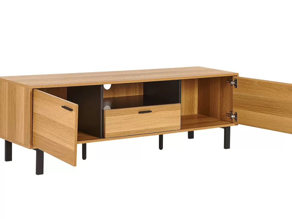 Best Sale Beliani Tv-Mobel Heller Holzfarbton / Schwarz Claremont