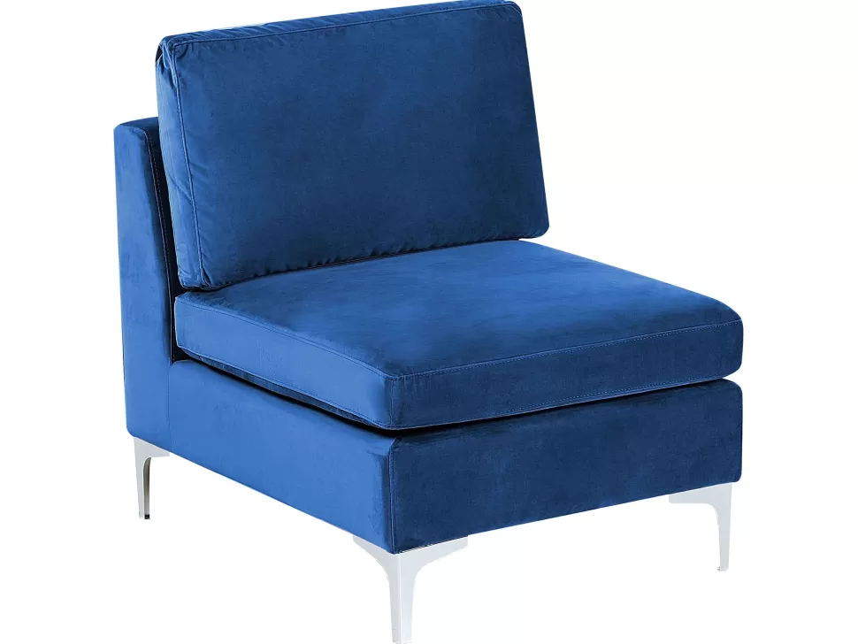 Sofas>Beliani Velvet 1-Seat Section Blue Evja