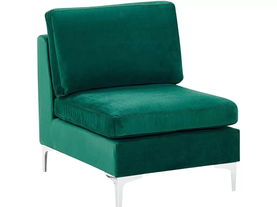 Sofas>Beliani Velvet 1-Seat Section Green Evja