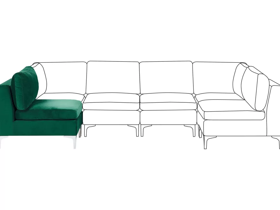 Sofas>Beliani Velvet 1-Seat Section Green Evja