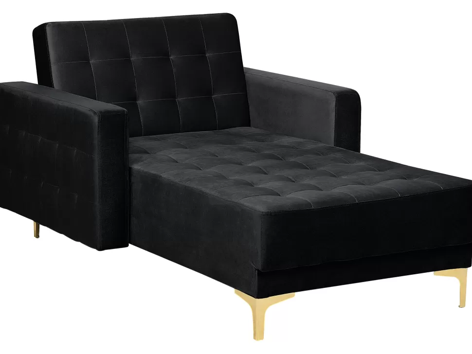 New Beliani Velvet Chaise Lounge Black Aberdeen