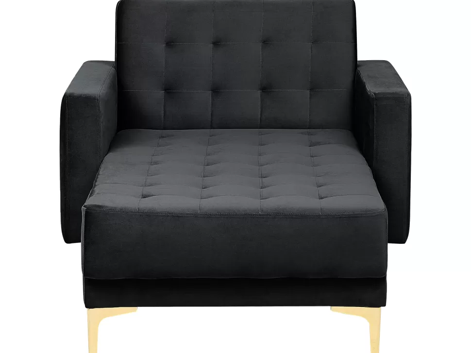 New Beliani Velvet Chaise Lounge Black Aberdeen