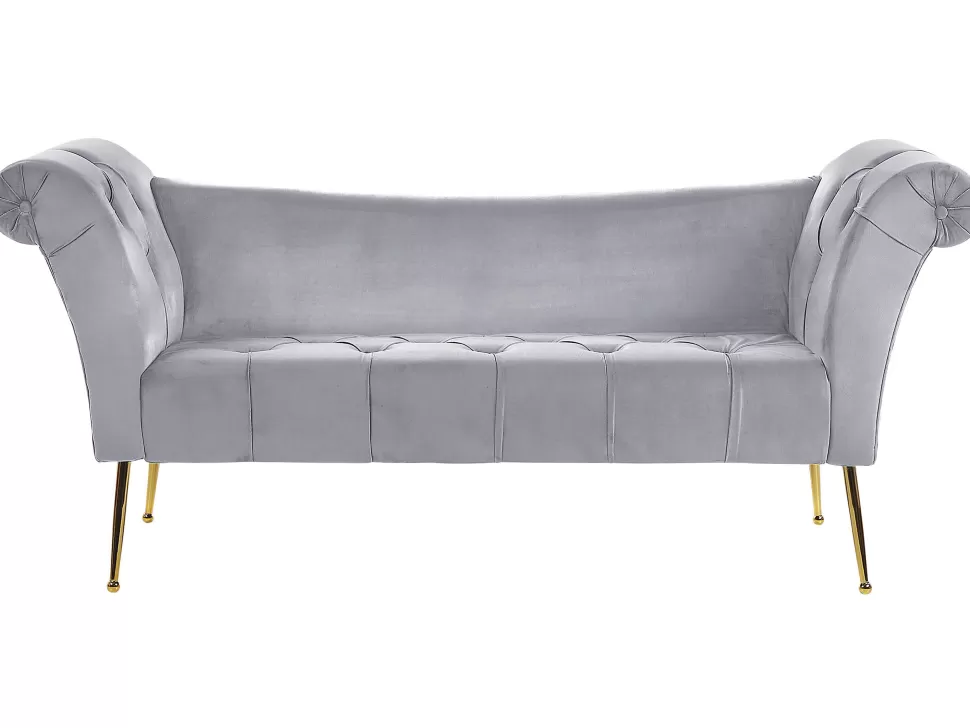 Hot Beliani Velvet Chaise Lounge Grey Nantilly