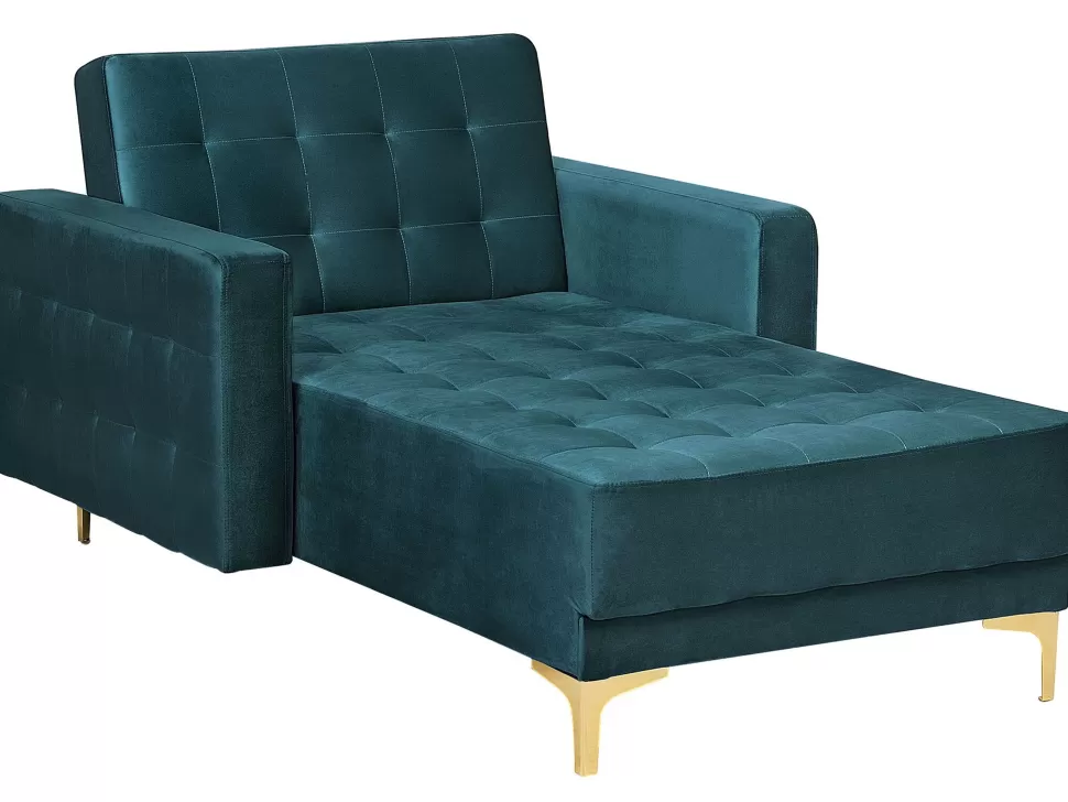 Sofas>Beliani Velvet Chaise Lounge Teal Aberdeen