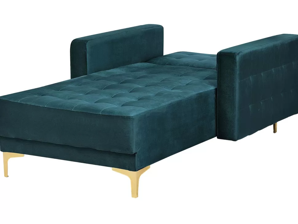 Sofas>Beliani Velvet Chaise Lounge Teal Aberdeen