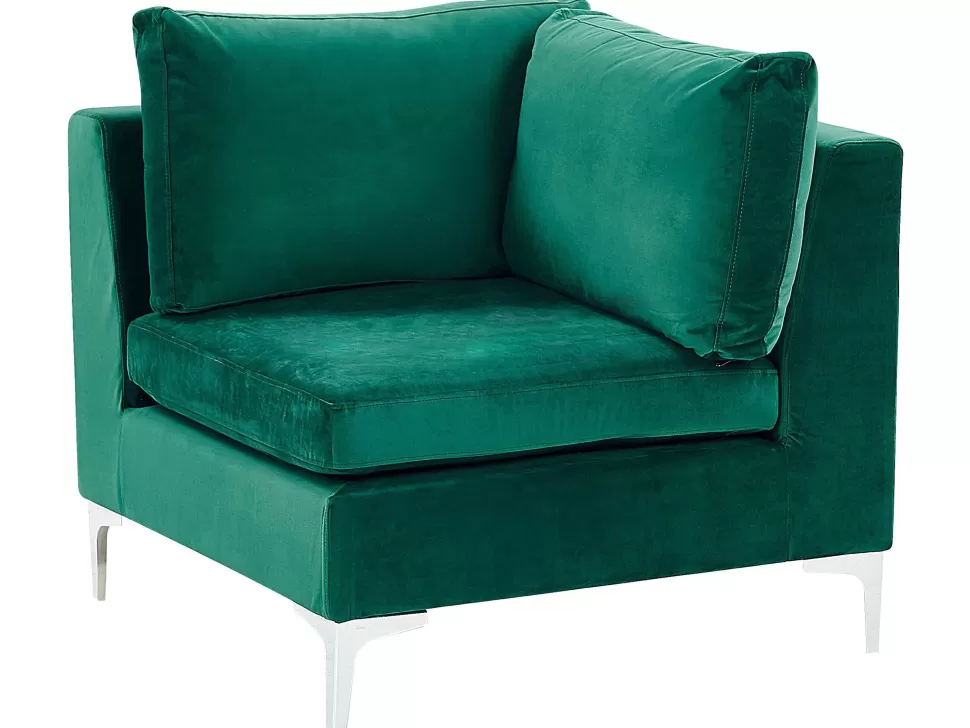 Sofas>Beliani Velvet Corner Section Green Evja