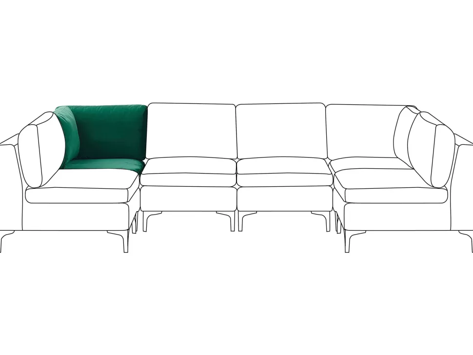 Sofas>Beliani Velvet Corner Section Green Evja