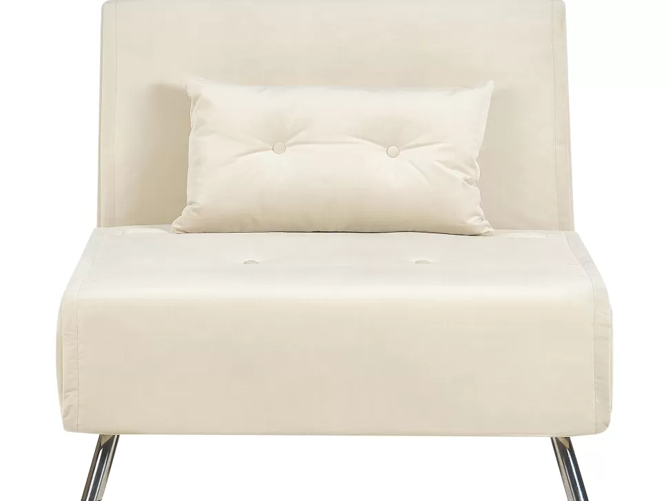 Hot Beliani Velvet Single Sofa Bed Cream Farris