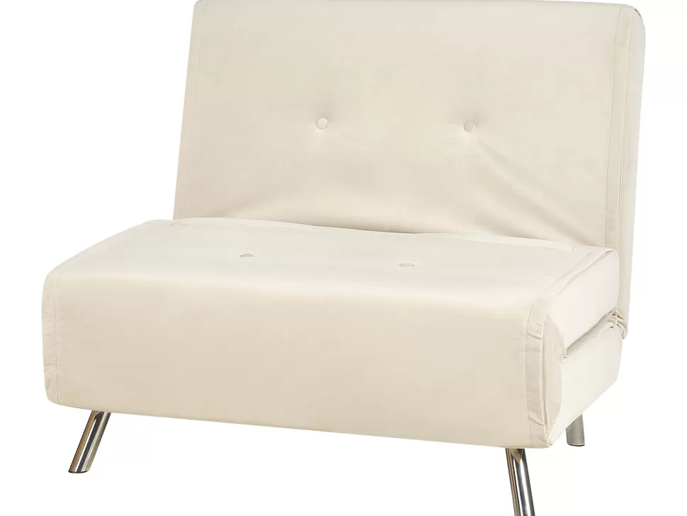 Hot Beliani Velvet Single Sofa Bed Cream Farris