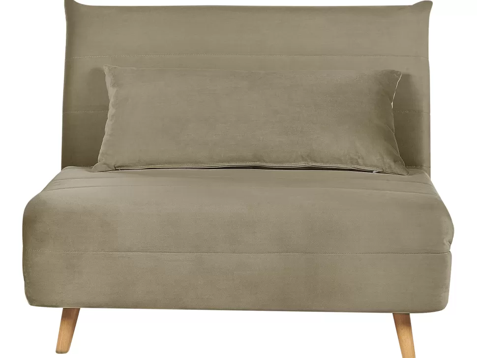 Hot Beliani Velvet Single Sofa Bed Olive Green Setten