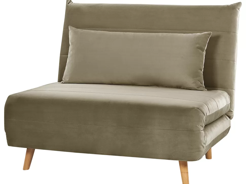 Hot Beliani Velvet Single Sofa Bed Olive Green Setten