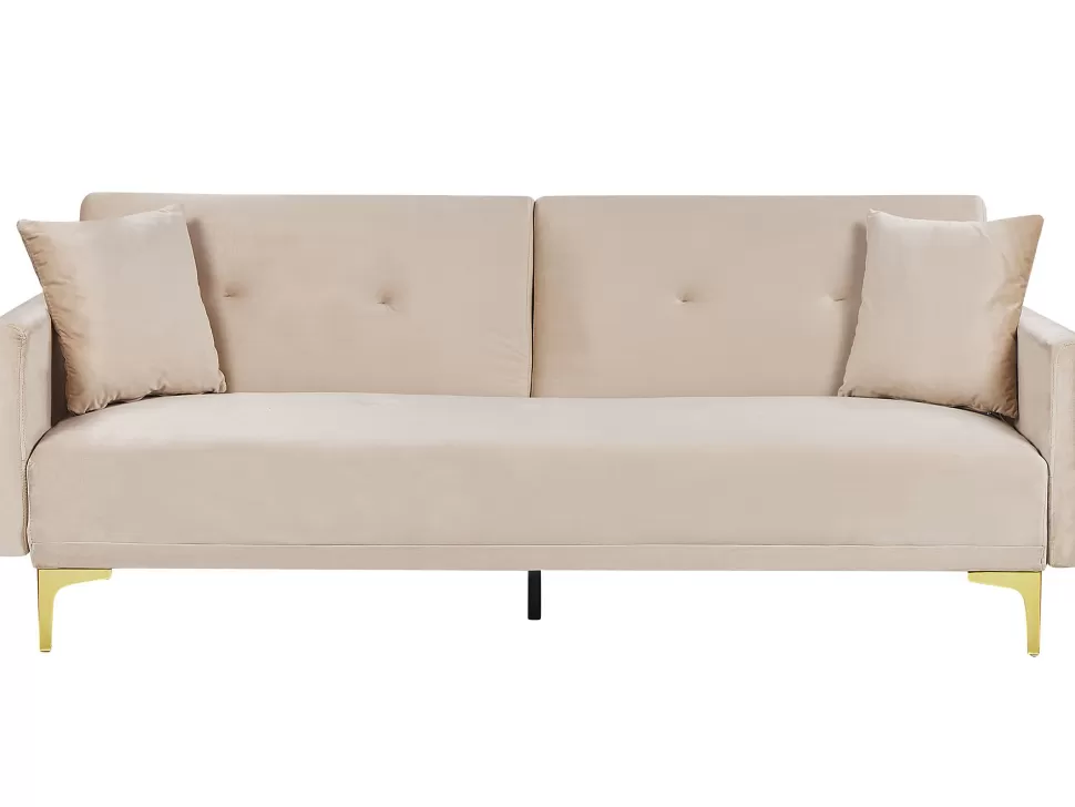 Shop Beliani Velvet Sofa Bed Beige Lucan