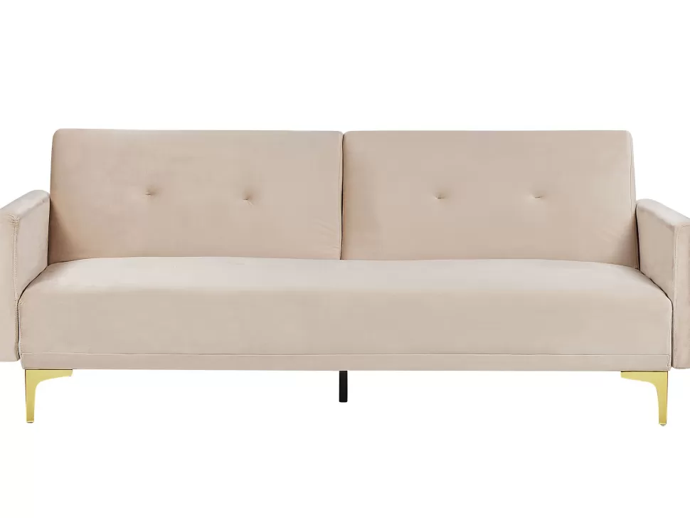 Shop Beliani Velvet Sofa Bed Beige Lucan