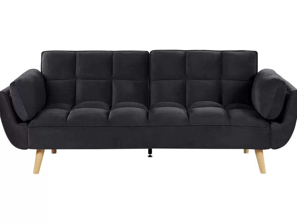 Sofas>Beliani Velvet Sofa Bed Black Asby