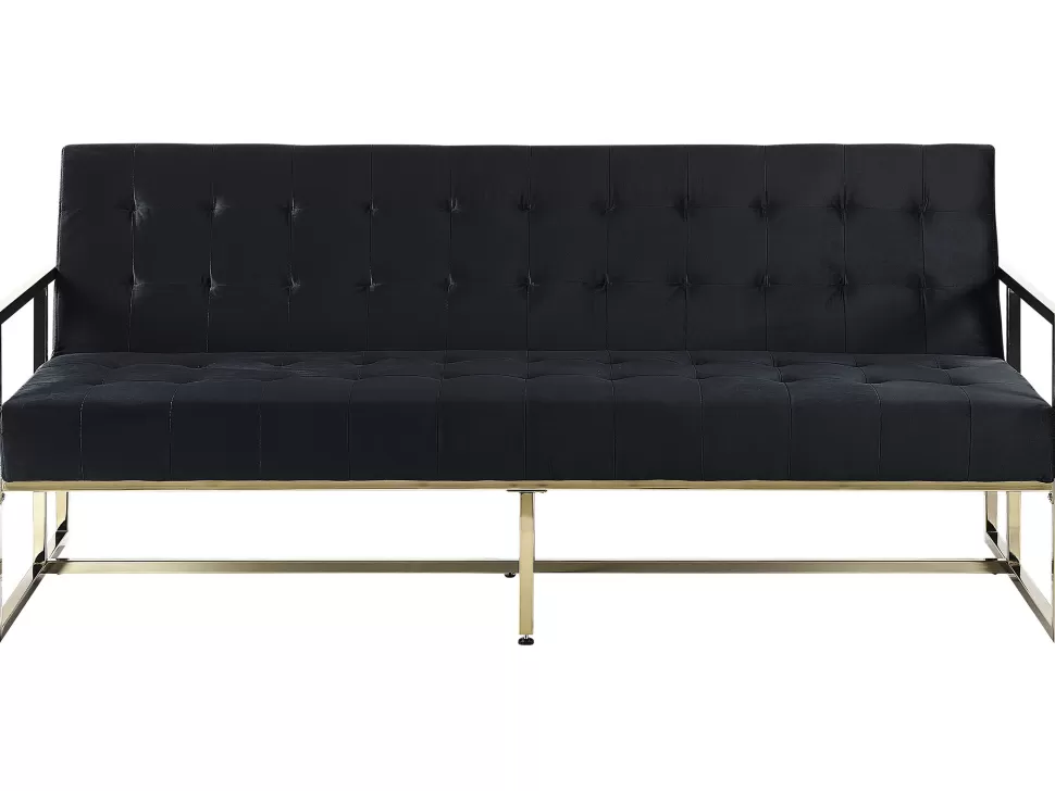 Sofas>Beliani Velvet Sofa Bed Black Marstal