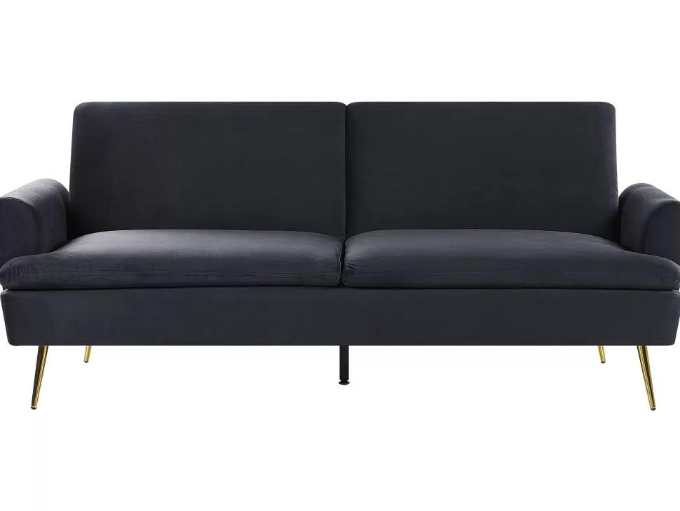 Sofas>Beliani Velvet Sofa Bed Black Vettre