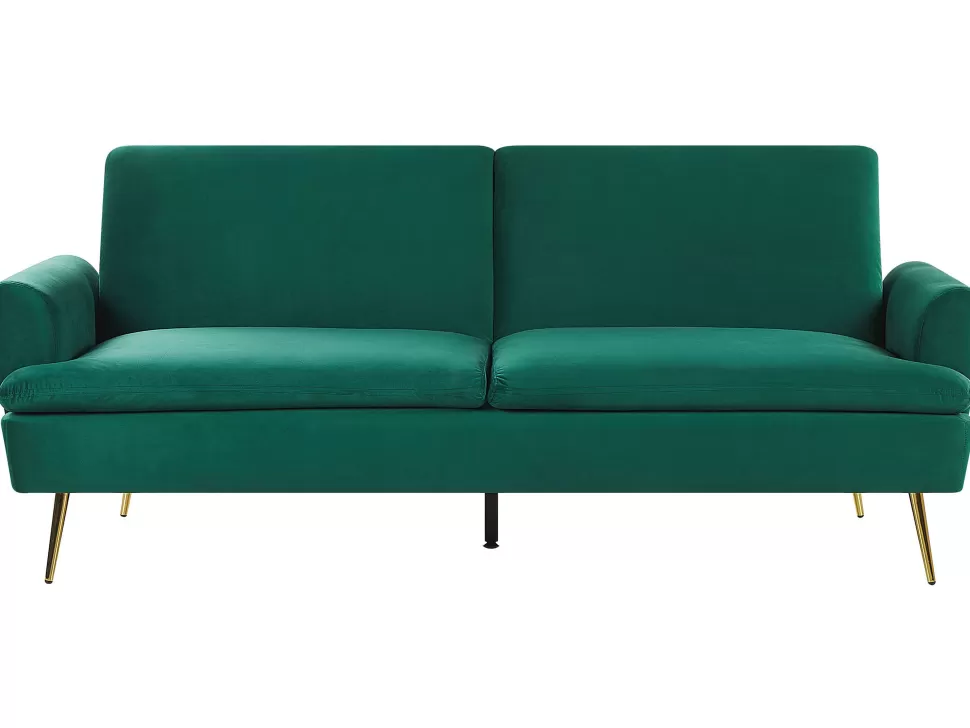 Sale Beliani Velvet Sofa Bed Dark Green Vettre