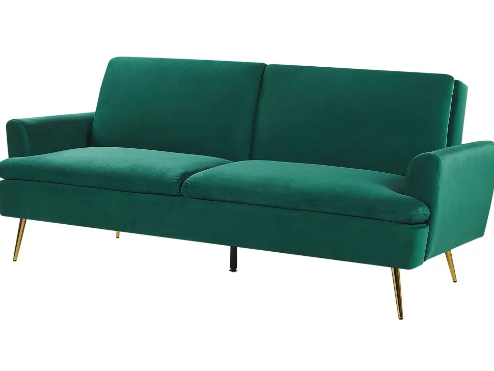 Sale Beliani Velvet Sofa Bed Dark Green Vettre