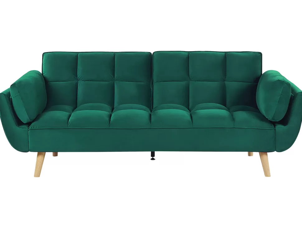 Fashion Beliani Velvet Sofa Bed Green Asby