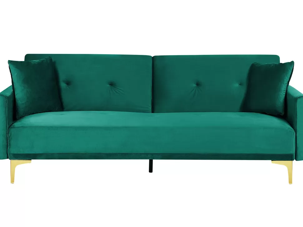 Sofas>Beliani Velvet Sofa Bed Green Lucan