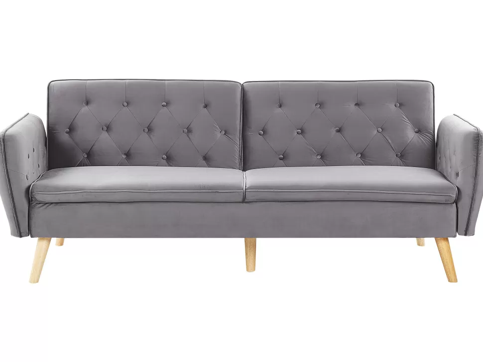 Shop Beliani Velvet Sofa Bed Grey Bardu