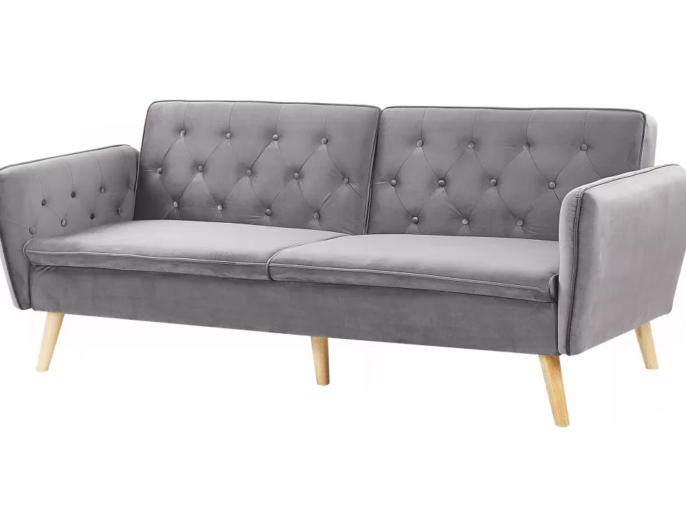 Shop Beliani Velvet Sofa Bed Grey Bardu