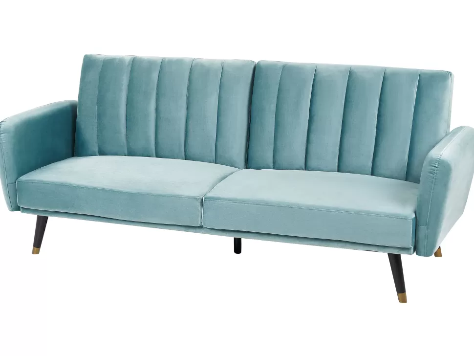 New Beliani Velvet Sofa Bed Light Blue Vimmerby