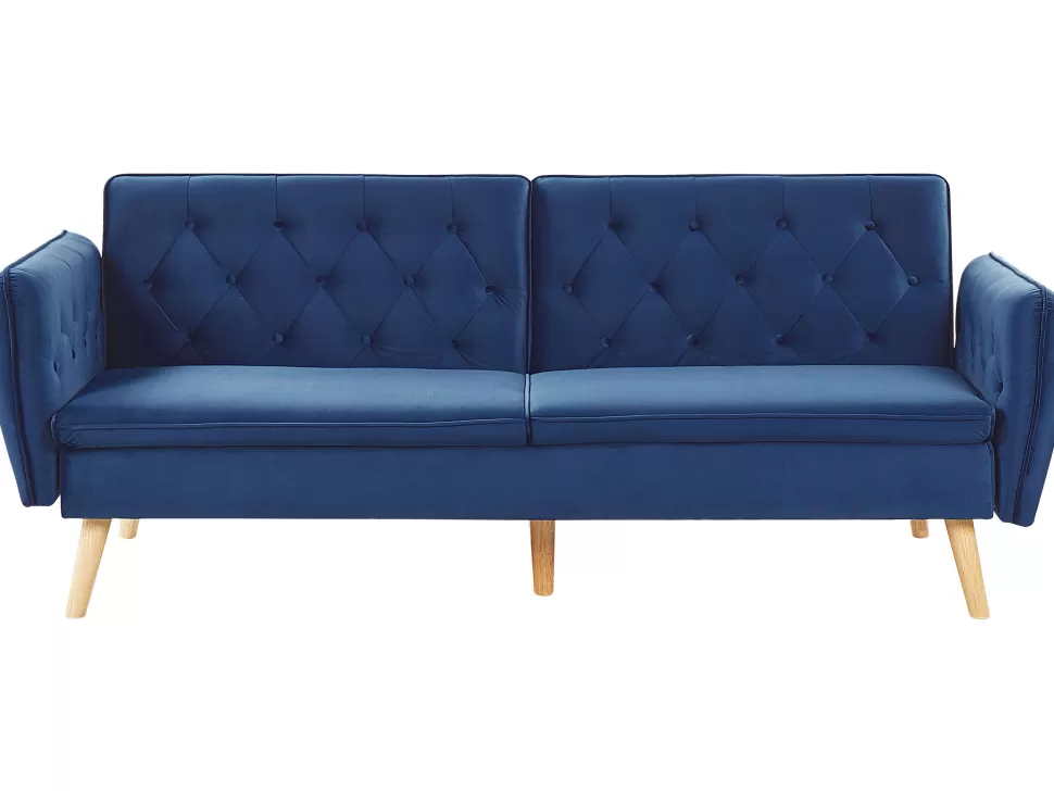 Sofas>Beliani Velvet Sofa Bed Navy Blue Bardu