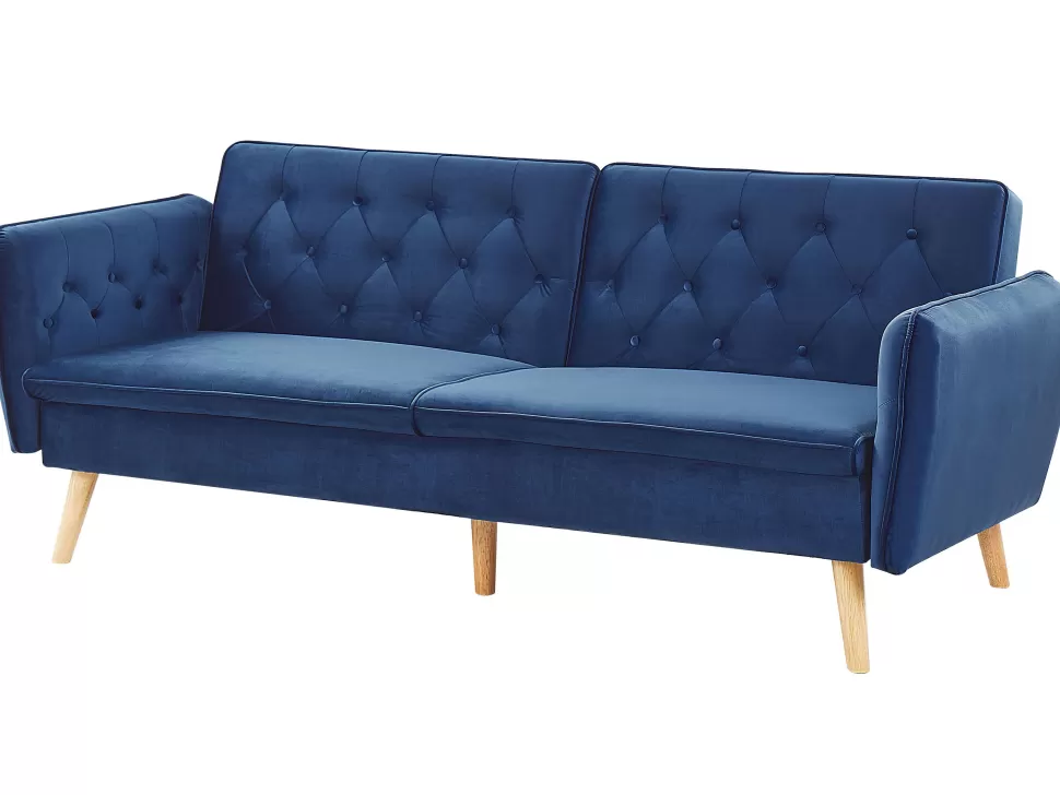 Sofas>Beliani Velvet Sofa Bed Navy Blue Bardu