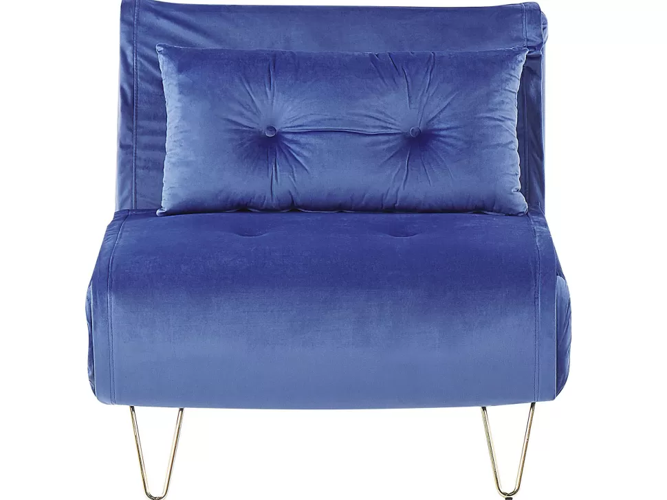 Sofas>Beliani Velvet Sofa Bed Navy Blue Vestfold