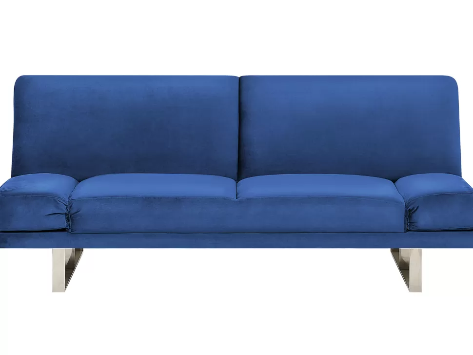 Flash Sale Beliani Velvet Sofa Bed Navy Blue York