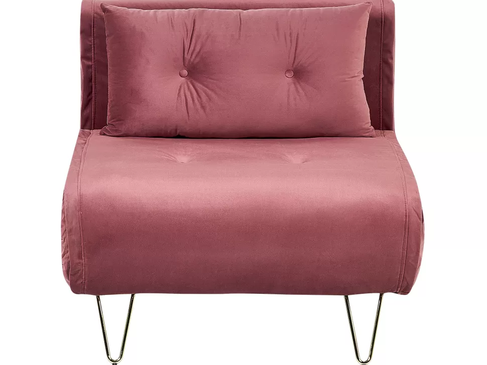 Sofas>Beliani Velvet Sofa Bed Pink Vestfold