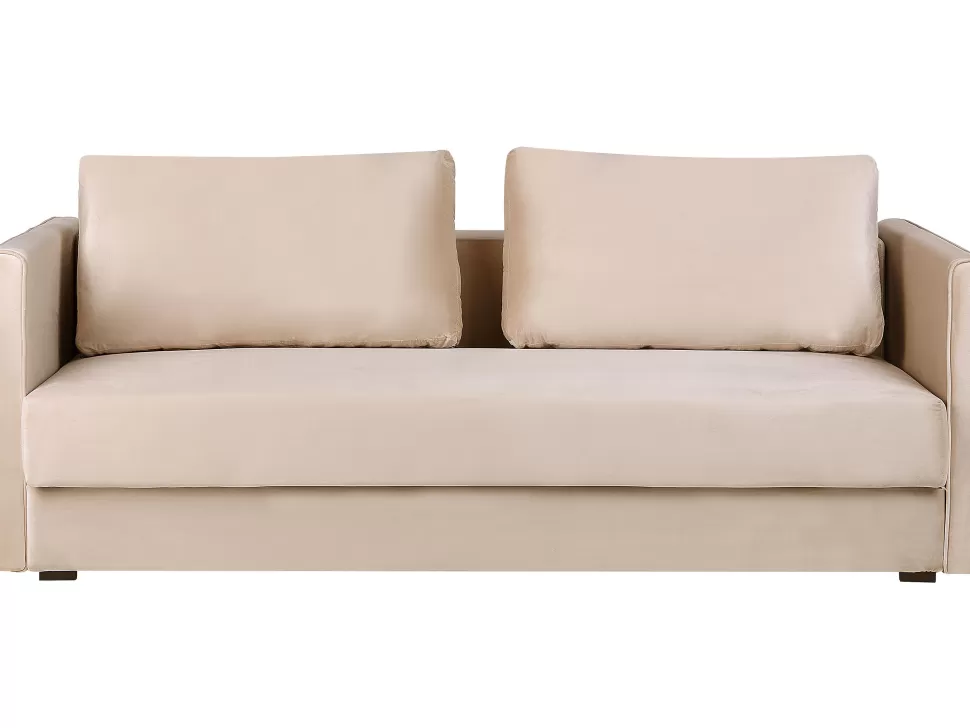 Store Beliani Velvet Sofa Bed With Storage Beige Eksjo