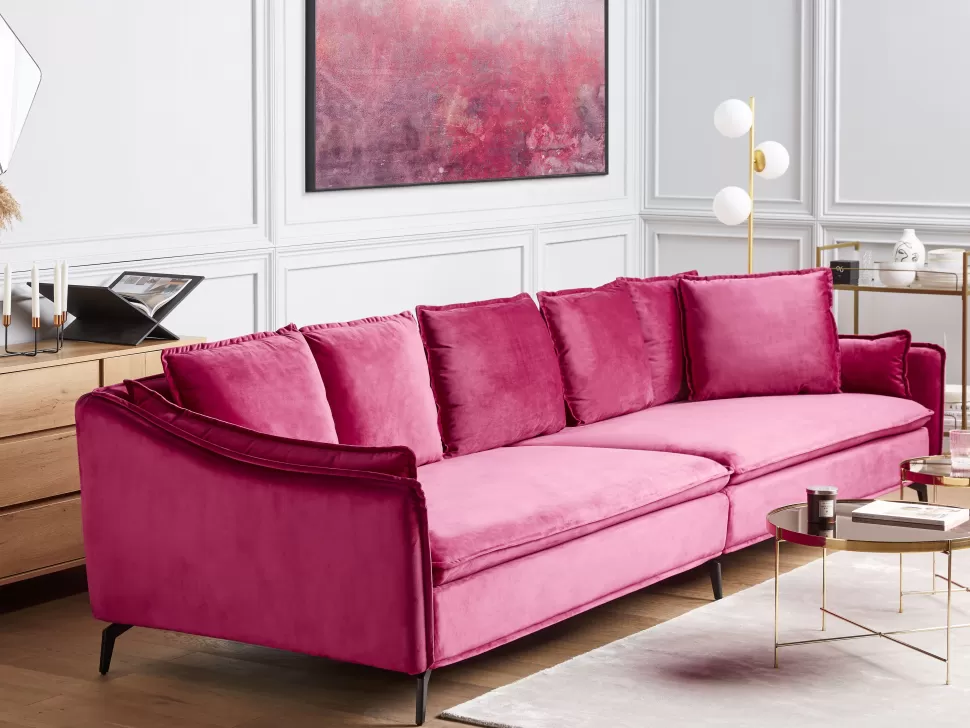 Shop Beliani Velvet Sofa Fuchsia Pink Aure