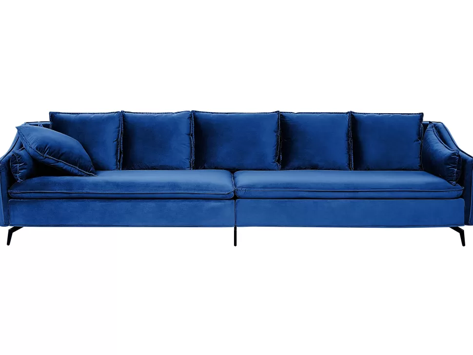 Outlet Beliani Velvet Sofa Navy Blue Aure