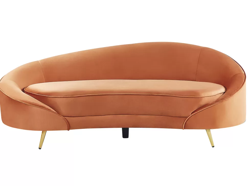 Sale Beliani Velvet Sofa Orange Savar