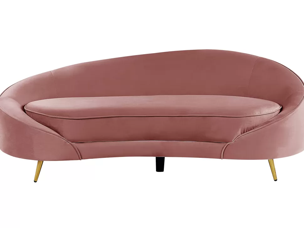 Sofas>Beliani Velvet Sofa Pastel Pink Savar