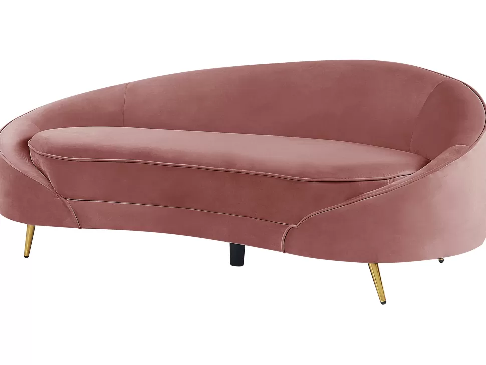 Sofas>Beliani Velvet Sofa Pastel Pink Savar