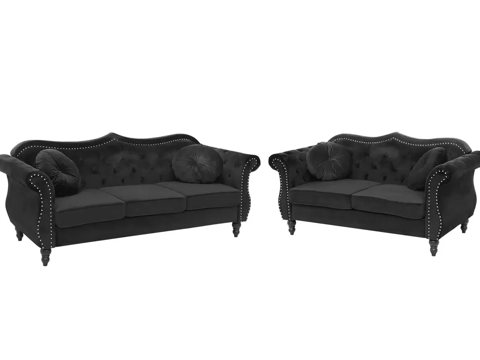 Hot Beliani Velvet Sofa Set Black Skien