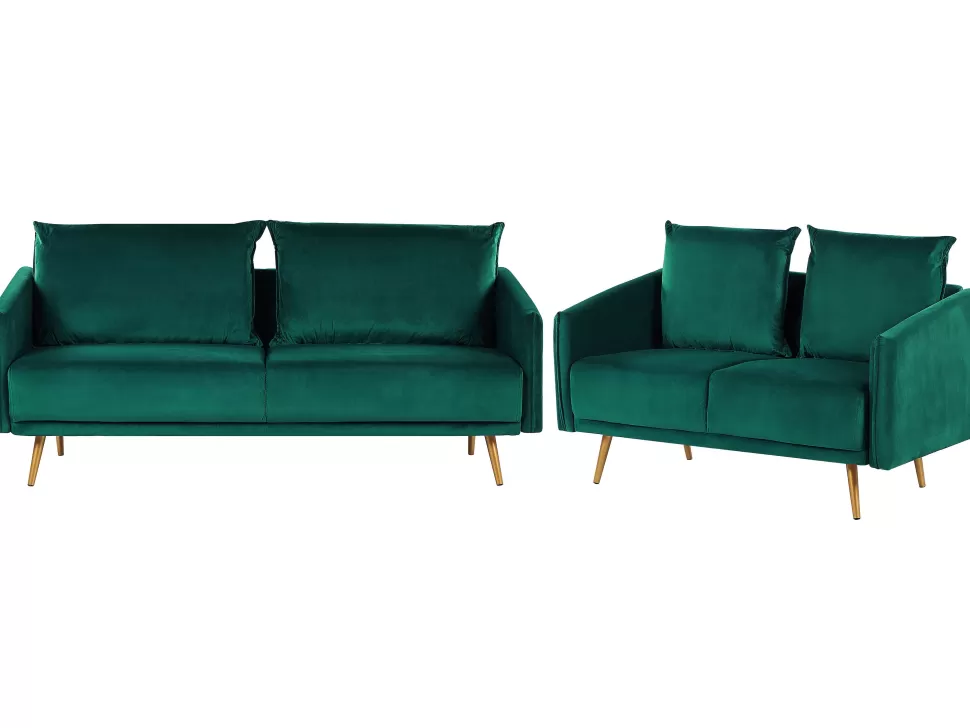 Sofas>Beliani Velvet Sofa Set Emerald Green Maura