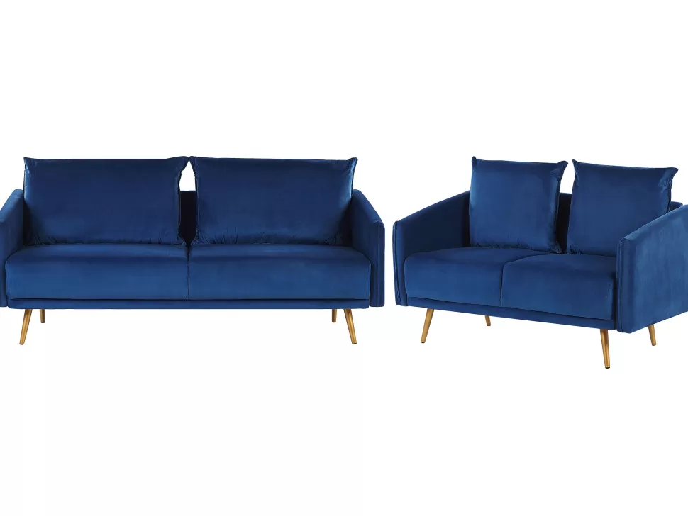 Sofas>Beliani Velvet Sofa Set Navy Blue Maura