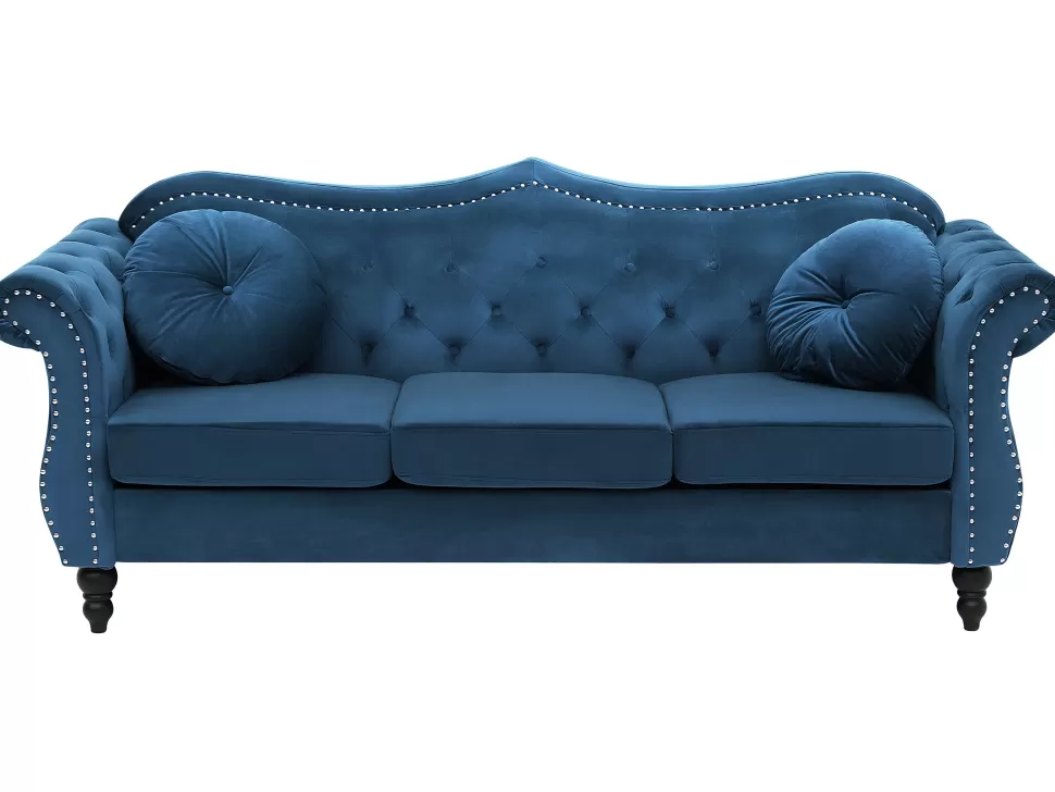 Clearance Beliani Velvet Sofa Set Navy Blue Skien