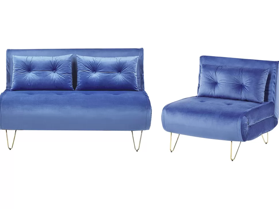 Sofas>Beliani Velvet Sofa Set Navy Blue Vestfold