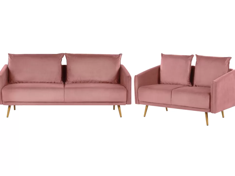 Flash Sale Beliani Velvet Sofa Set Pink Maura