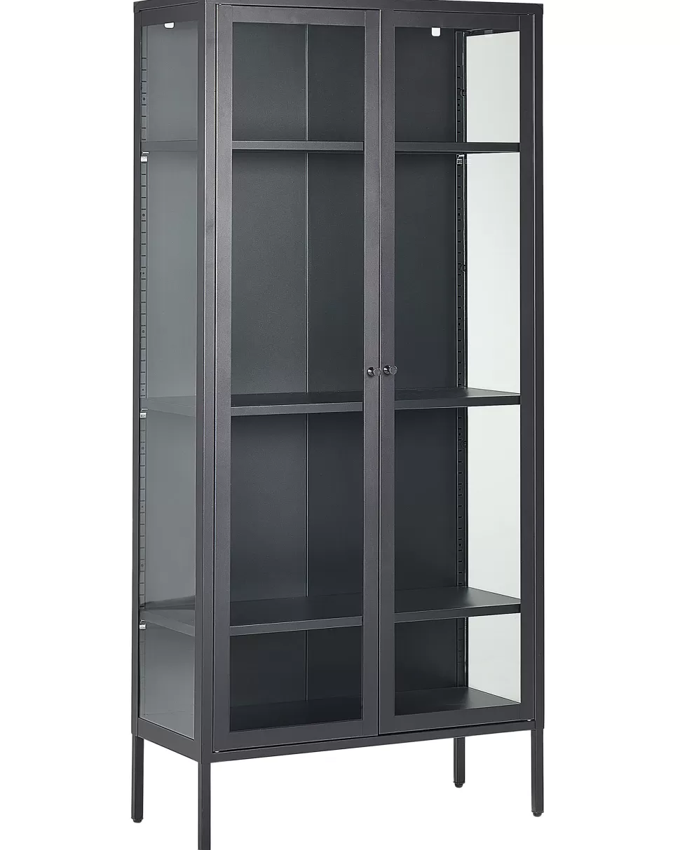 Clearance Beliani Vitrine Metall Schwarz 4 Facher 176 Cm Harty