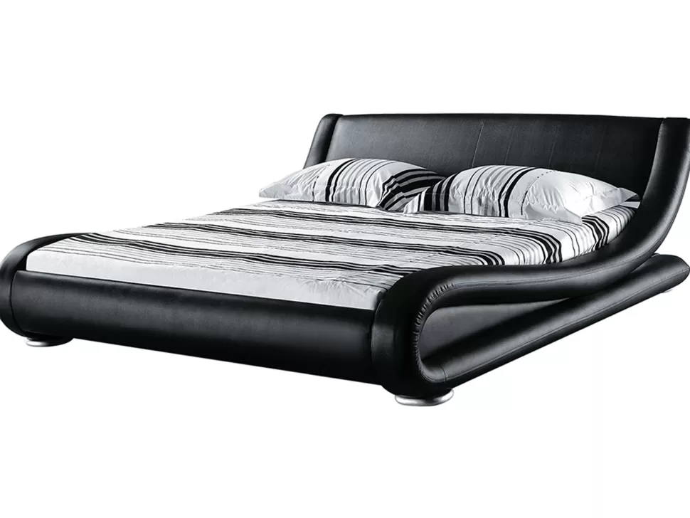 Betten>Beliani Wasserbett Leder Schwarz 180 X 200 Cm Avignon