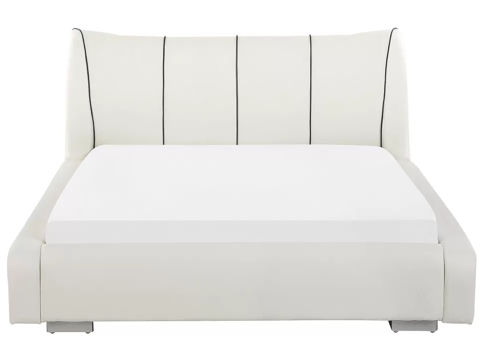 Fashion Beliani Wasserbett Leder Weis 140 X 200 Cm Mit Led-Beleuchtung Bunt Nantes